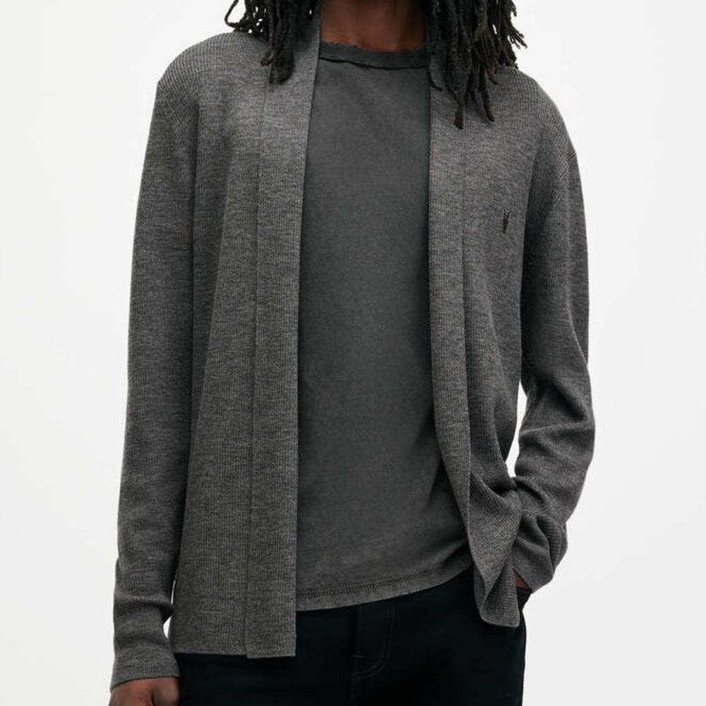 All saints merino open cardigan men’s medium gray NWT